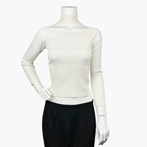 Jonathan Simkhai Ivory Cutout Mock Neck Sweater Long Sleeve Women's Size L